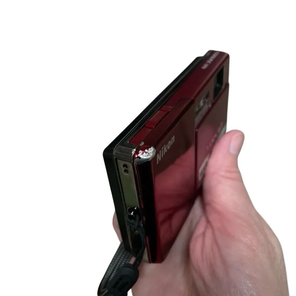 Nikon Coolpix S70‎ 12.1 MP Red Digital Camera Bundle Case 8gb SD & Charger Works